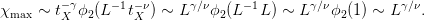         − γ    −1 −ν      γ∕ν    −1       γ∕ν          γ∕ν
χmax ∼  tX  ϕ2(L  tX ) ∼ L    ϕ2(L  L ) ∼ L   ϕ2(1) ∼ L   .
