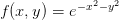             2  2
f (x, y) = e−x −y   