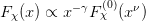 Fχ(x ) ∝ x−γF (0χ)(xν)  