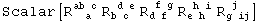 Scalar[R_ (&nbsp;&nbsp;a )^(ab c) R_ (b c )^( d e) R_ (d f )^( f g) R_ (e h )^( h i) R_ (g ij)^( j&nbsp;&nbsp;)]