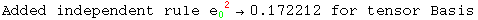 Added independent rule e_0 ^( 2) &rarr;0.172212 for tensor Basis