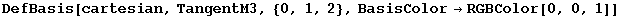 DefBasis[cartesian, TangentM3, {0, 1, 2}, BasisColor&rarr;RGBColor[0, 0, 1]]