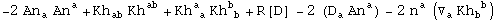 -2 An_a^  An_ ^a + Kh_ab^&nbsp;&nbsp; Kh_&nbsp;&nbsp;^ab + Kh_ ( a)^a  Kh_ ( b)^b + R[D] _^ - 2 (D_a^ An_ ^a) - 2 n_ ^a (▽_a^ Kh_b ^( b))