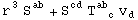 r_^^3 S_&nbsp;&nbsp;^ab + S_&nbsp;&nbsp;^cd T_ (&nbsp;&nbsp;c)^ab  v_d^ 