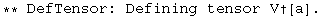 ** DefTensor: Defining tensor V&dagger;[a] . 